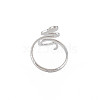 304 Stainless Steel Snake Wide Open Cuff Ring for Women X-RJEW-S405-160P-2