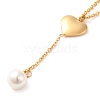 PVD Vacuum Plating 304 Stainless Steel Heart Pendant Lariat Necklace NJEW-G125-03-3