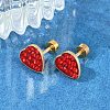 Heart Glass & Polymer Clay Rhinestone Ear Fake Plugs EJEW-H105-28G-3