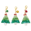 Christmas Trees Glass Beaded Pendant Decorations HJEW-JM02537-1