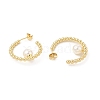ABS Imitation Pearl Beaded Ring Stud Earrings EJEW-E275-02G-3