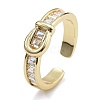 Rack Plating Brass Micro Pave Clear Cubic Zirconia Cuff Finger Rings for Women RJEW-M028-40G-2