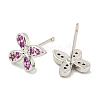 Rack Plating Brass Micro Pave Clear Cubic Zirconia Stud Earrings EJEW-N055-02P-02-RS-2