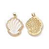 Shell Shaped Brass Micro Pave Clear Cubic Zirconia Pendants KK-G406-17G-2