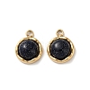 Synthetic Blue Goldstone Half Round Charms STAS-L022-393G-02-1