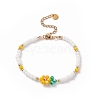 Glass Braided Flower of Life Link Bracelet with Natural Pearl Beaded Bracelet for Women BJEW-TA00173-1