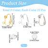 SOFPLATE 36Pcs 3 Colors Brass Clip-on Earring Findings KK-SP0001-07-2