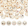 Globleland 60Pcs 6 Styles Unfinished Natural Wood Printed Beads WOOD-GL0001-13A-1