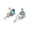 Sky Blue Glass Melting Rectangle Stud Earrings EJEW-P221-39P-2