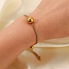 304 Stainless Steel Round Ball Charm Box Chain Slider Bracekets for Women MP4435-2-5
