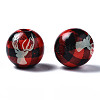 Painted Natural Wood European Beads WOOD-S057-036A-4
