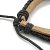 PU Leather & Waxed Cords Triple Layer Multi-strand Bracelets BJEW-G709-06B-AS-3