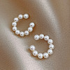 Brass C-shaped Imitation Pearl Earrings for Women FS-WG74036-01-1