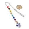 7 Chakra Gemstone Bead & Natural Lapis Lazuli Glass Heart Wishing Bottle Pendant Bookmarks AJEW-JK00313-07-3