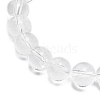 Natural Quartz Crystal Round Beaded Stretch Bracelet with Bullet Charms BJEW-JB09018-03-5