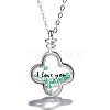 I Love You Clover Floating Pendant Necklace NJEW-BB44350-B-1