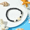 Summer Beach Turtle Synthetic Turquoise & Synthetic Lava Rock Round Beaded Stretch Bracelets for Women BJEW-JB10818-2