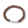 5Pcs 5 Styles Wooden Round Beaded Stretch Bracelet Sets BJEW-JB10847-3