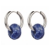 Asymmetrical Natural Mixed Stone Hoop Earrings EJEW-JE04597-3