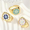 Brass Enamel Cuff Rings for Women RJEW-L113-032G-3