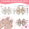 6Pcs 3 Colors Alloy with Glass Rhinestone Bowknot AJEW-NB0006-23-2