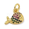 Rack Plating Brass Micro Pave Cubic Zirconia Charms KK-I718-03G-D-1