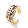 Cubic Zirconia Multi Lines Open Cuff Ring RJEW-P035-08G-2