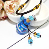 Lampwork Round Perfume Bottle Pendant Necklace with Glass Beads BOTT-PW0002-059F-02-1
