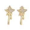 Brass Clear Cubic Zirconia Stud Earrings for Women EJEW-D280-03G-02-1