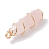 Natural Rose Quartz Double Terminal Pointed Pendants PALLOY-JF02672-03-4