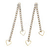 Brass Pave Rhinestone Chain with Heart Big Pendants KK-N216-420-03LG-2