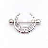 304 Stainless Steel Clear Cubic Zirconia Moon Nipple Rings WG994A5-15-1