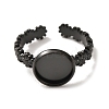 Flower 304 Stainless Steel Cuff Ring Components STAS-P454-05B-B-2