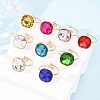304 Stainless Steel with Glass Cuff Rings for Women RJEW-K309-41B-1