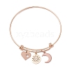 Heart & Sun & Moon Adjustable 304 Stainless Steel Charm Bangles for Women BJEW-JB10553-1