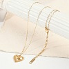 Ion Plating(IP) 304 Stainless Steel Textured Heart Pendant Cable Chain Necklaces for Women NJEW-P320-09G-1