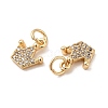 Rack Plating Brass Micro Pave Clear Cubic Zirconia Pendants KK-E081-14G-3