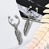 Feather 316 Surgical Stainless Steel Dangle Half Hoop Earrings for Women EJEW-G416-46AS-2