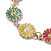 Sunflower Zinc Alloy Enamel Link Bracelets for Women BJEW-JB10246-3