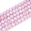 Anti-Tarnish Electroplate Rondelle Glass Beads Strands X-EGLA-T021-4mm-17-03-1