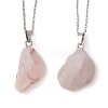 Rough Raw Natural Ferruginous Quartz Pendant Necklaces NJEW-JN04637-02-1