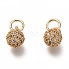 Brass Micro Pave Clear Cubic Zirconia Charms ZIRC-B002-40G-1