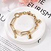 304 Stainless Steel Paperclip & Rolo Chains Charm Bracelets for Women BJEW-C089-03G-2