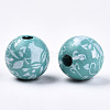 Printed Natural Wooden Beads WOOD-R270-11C-2