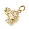 Brass Micro Pave Clear Cubic Zirconia Charms CU-CBAEEA8-30G-2