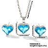 Brass Glass Heart Stud Earrings & Pendant Necklaces Sets for Women MH6858-5-1