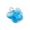 7Pcs Glass Butterfly Pendants PALLOY-JF03138-01-4