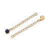 Ion Plating(IP) 316 Surgical Stainless Steel Curb Chain Extender with Natural Lapis Lazuli Round Charm STAS-A097-01G-07-2