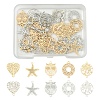 40Pcs 10 Styles Rack Plating Brass Hollow Out Connector Charms KKC-FS0001-03-1