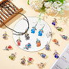 24Pcs 12 Color Handmade Lampwork & Alloy & Acrylic Pendants PALLOY-AB00161-5